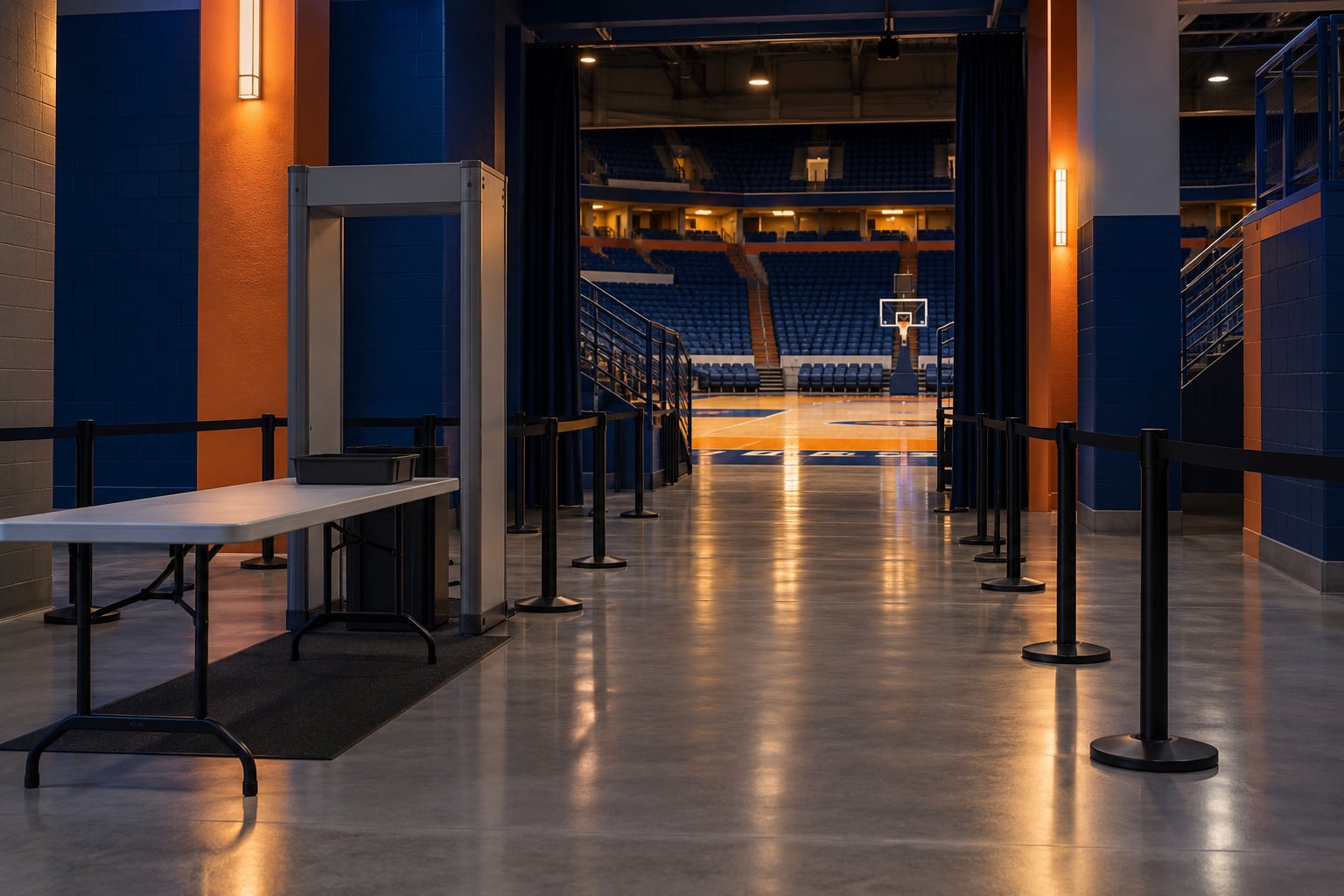 how to get into a college basketball arena early