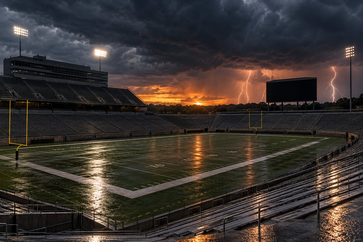 how weather delays work at college football games