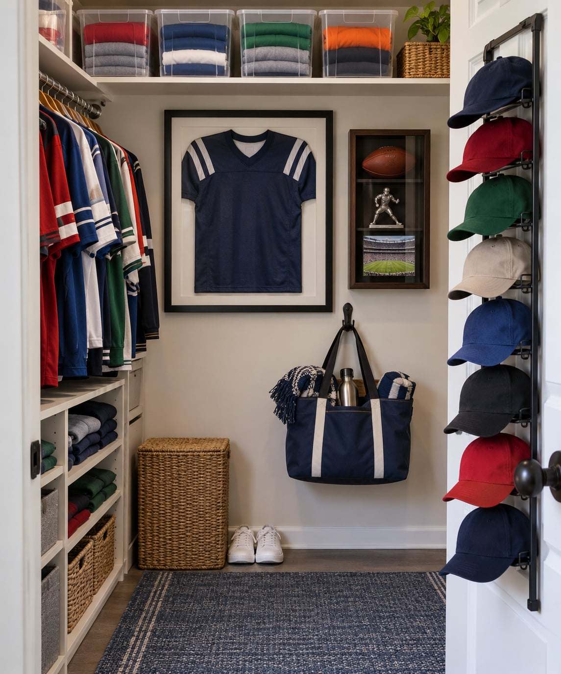 how to organize a fan gear closet
