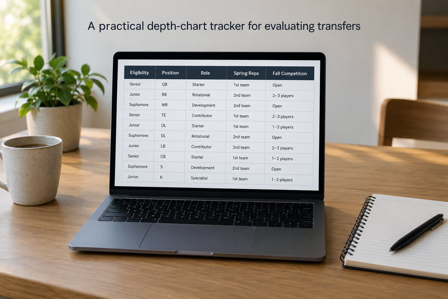 A practical depth-chart tracker for evaluating transfers