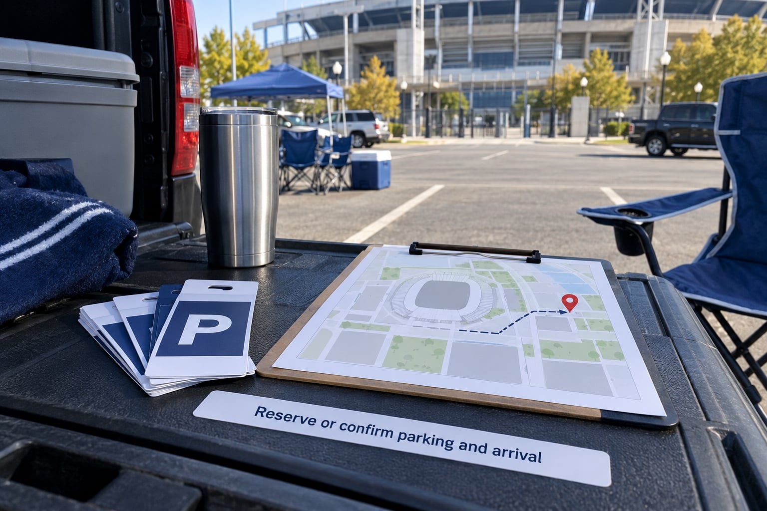 Reserve or confirm parking and arrival