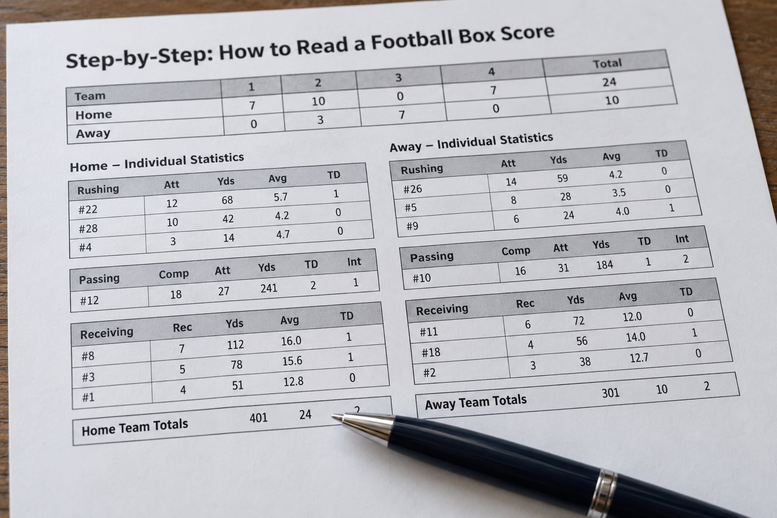 Step-by-Step: How to Read a Football Box Score